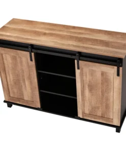 Glitzhome 47.20" Modern Industrial Black Large Sideboard With Natural Top -Palace-shop bfd11e5f0dd3c090 0926 w800 h800 b1 p0