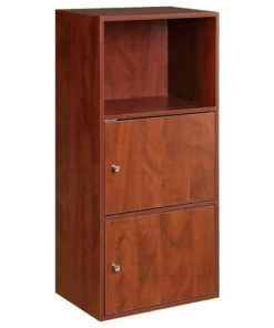 Convenience Concepts Xtra Storage Two-Door Bookcase In Cherry Wood Finish