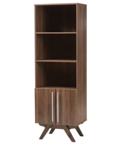 Wholesale Interiors Ashfield Mid-Century Modern Walnut Brown Finished Wood Bookcase