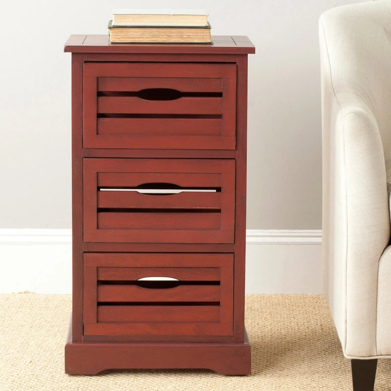 Safavieh Samara 3-Drawer Cabinet, Red 2 Safavieh Samara 3-Drawer Cabinet, Red - Image 2