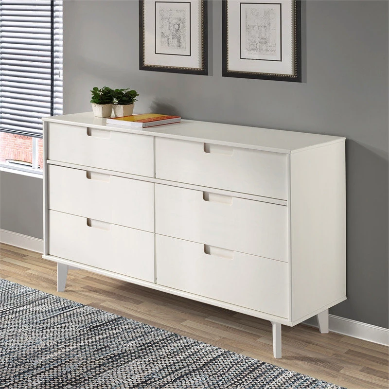 Walker Edison 6-Drawer Groove Handle Wood Dresser - White 2 Walker Edison 6-Drawer Groove Handle Wood Dresser - White - Image 2
