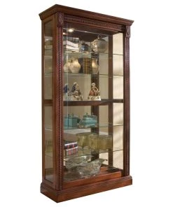 Accentrics Home By Pulaski Furniture Lighted Sliding Door 5 Shelf Curio Cabinet In Cherry Brown By Pulaski Furniture