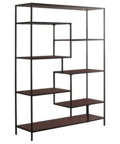 Coaster Home Furnishings Coaster 48" Casual Staggered Metal Bookcase In Walnut And Black