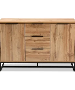 Wholesale Interiors Reid Modern Industrial Oak Wood And Black Metal 3-Drawer Sideboard Buffet -Palace-shop c72108240dd65c3b 2458 w800 h800 b1 p0