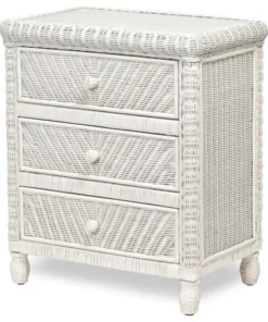 Sea Winds Trading Santa Cruz 3-Drawer Chest With Glass Top, White