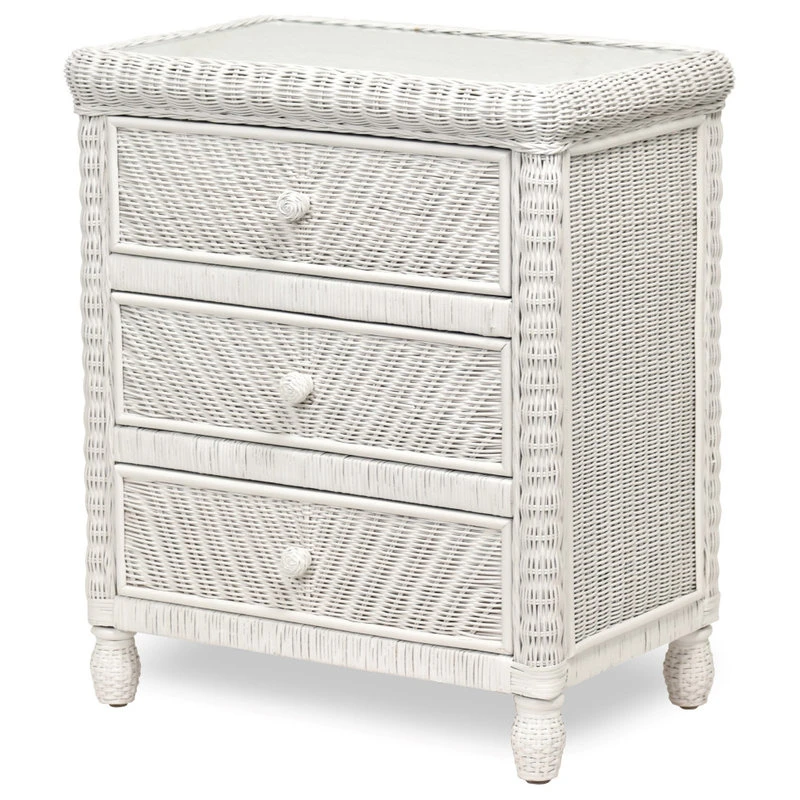 Sea Winds Trading Santa Cruz 3-Drawer Chest With Glass Top, White 1 Sea Winds Trading Santa Cruz 3-Drawer Chest With Glass Top, White