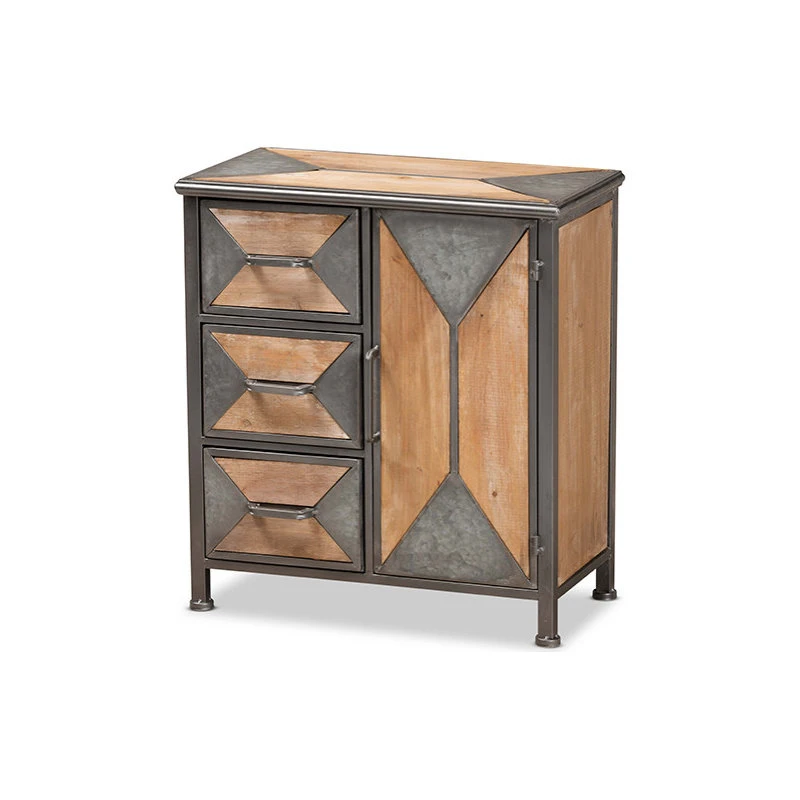 Baxton Studio Rossamon Modern Farmhouse Metal And Wood 3-Drawer Accent Cabinet 1 Baxton Studio Rossamon Modern Farmhouse Metal And Wood 3-Drawer Accent Cabinet
