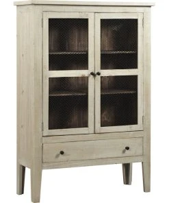 Progressive Furniture Isabella Display Cabinet - Washed Linen, Pine