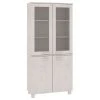 Vida XL International B.V. VidaXL Solid Wood Pine Highboard White Wooden Console Side Cabinet Furniture