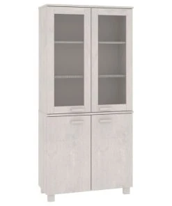 Vida XL International B.V. VidaXL Solid Wood Pine Highboard White Wooden Console Side Cabinet Furniture