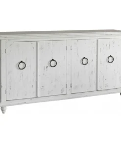 Crafters And Weavers Macao Rustic Modern Solid Wood 4-Door Sideboard, White