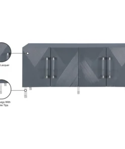 Meridian Furniture Anastasia Lacquer Sideboard/Buffet With Acrylic Legs And Gold Tips, Gray -Palace-shop ca411a6302740de6 6494 w800 h800 b1 p0