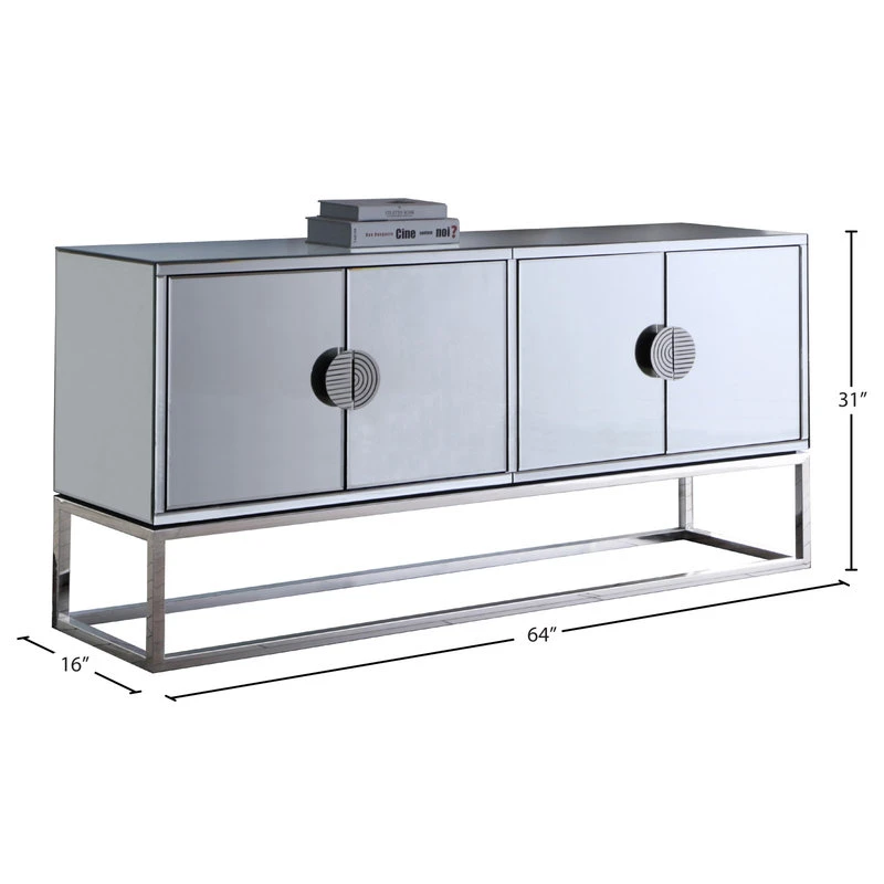 Meridian Furniture Marbella Sideboard/Buffet, Chrome Base/Handles 6 Meridian Furniture Marbella Sideboard/Buffet, Chrome Base/Handles - Image 6