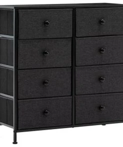 Duhome Elegant Lifestyle 8 Fabric Drawers Steel Frame Double Dresser, Black