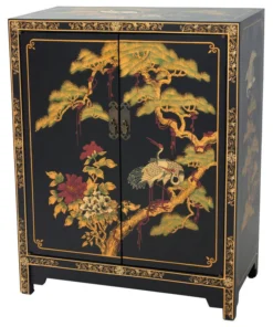 Oriental Furniture Black Lacquer Cabinet