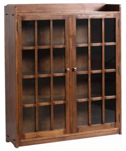 Crafters And Weavers Mission Oak 2 Door Bookcase With Glass Doors Walnut
