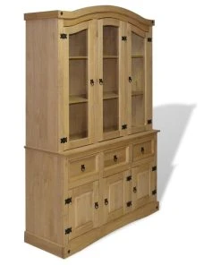 Vida XL International B.V. VidaXL Buffet & Hutch Mexican Pine Corona Range Display Cabinet Unit Bookcase