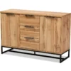 Baxton Studio Reid Industrial Sideboard Buffet - Oak, Black, 3-DRAWER