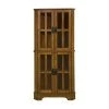 Bowery Hill 4 Shelf Corner Curio Cabinet In Golden Brown