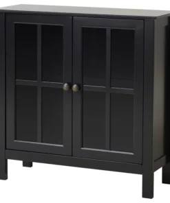 American Furniture Classics Os Home And Office Black Glass Door Accent And Display Cabinet