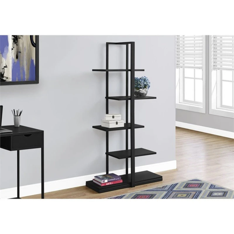 Monarch Bookshelf Bookcase Etagere 5 Tier 60"H Office Bedroom Metal Black 2 Monarch Bookshelf Bookcase Etagere 5 Tier 60"H Office Bedroom Metal Black - Image 2