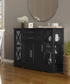 Belleze Ryland 47" Wood Storage Sideboard Buffet Cabinet Console Table, Black 8 Belleze Ryland 47" Wood Storage Sideboard Buffet Cabinet Console Table, Black -Palace-shop d351cd7c02c2ad64 3636 w800 h800 b0 p0