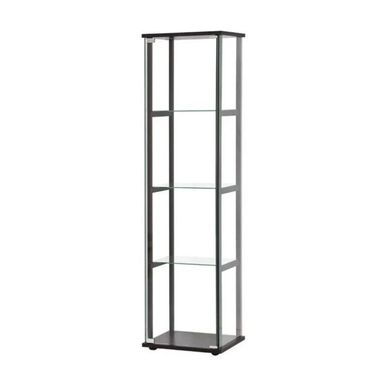 Bowery Hill Contemporary Wood 4 Shelf Glass Curio Cabinet In Black 1 Bowery Hill Contemporary Wood 4 Shelf Glass Curio Cabinet In Black