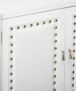 Pilaster Designs Belinda 2 Door Accent Display Cabinet With Storage Shelf, Faux Leather, White -Palace-shop d461dec80e28c8b5 2193 w800 h800 b0 p0