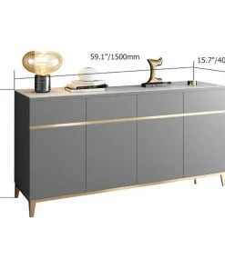 HOMARY Faux Marble Sideboard Buffet Cabinet Storage 4 Doors & 4 Drawers, Black -Palace-shop d6616400012cadd5 5761 w800 h800 b1 p0
