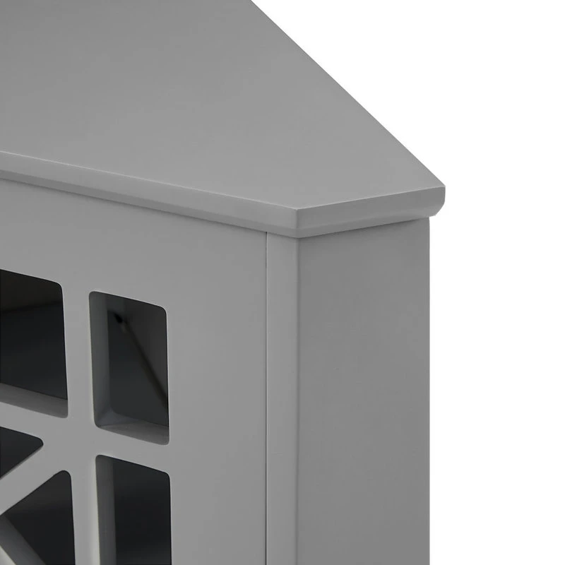 Walker Edison Gwen Fretwork Corner Accent Cabinet - Grey 5 Walker Edison Gwen Fretwork Corner Accent Cabinet - Grey - Image 5