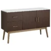 Decorn Mid Century Sideboard, Elegant Gold Finished Base With Walnut Cabinets & Drawers