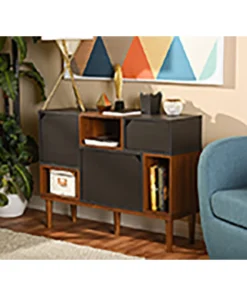 Baxton Studio Anderson Wood Sideboard Storage Cabinet, Retro Oak And Espresso -Palace-shop da01869306f05835 7513 w800 h800 b0 p0