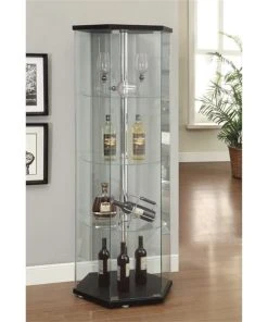 Bowery Hill Contemporary Wood Glass Hexagonal Curio Cabinet In Black And Chrome -Palace-shop da513c5a0be334c1 7148 w800 h800 b0 p0