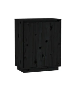 Vida XL International B.V. VidaXL Solid Wood Pine Sideboard Black Storage Cupboard Side Door Cabinet