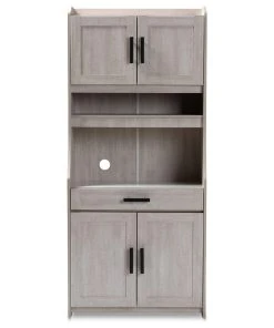 Baxton Studio Louise Contemporary 6-Shelf White-Washed Wood Kitchen Storage Cabinet -Palace-shop dab14ec80c4b2df1 2363 w800 h800 b1 p0