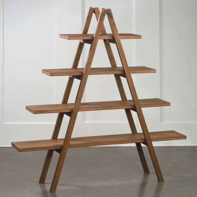 Tripar International Inc 4 Tier A-Frame Wooden Display Shelf, Brown 7 Tripar International Inc 4 Tier A-Frame Wooden Display Shelf, Brown - Image 7