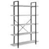 Belleze Industrial Bookcase Open Etagere Book Shelf Metal/Wood, Stone Gray, 5 Shelves