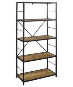 Walker Edison 63" Rustic Industrial Bookcase - Rustic Oak