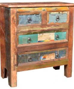 Vida XL International B.V. VidaXL Solid Reclaimed Wood Cabinet 4 Drawers Vintage Sideboard Storage Unit