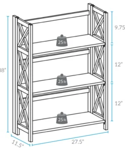 Casual Home Montego 3-Shelf Folding Bookcase White -Palace-shop e831faea0de6a9ac 1590 w800 h800 b1 p0