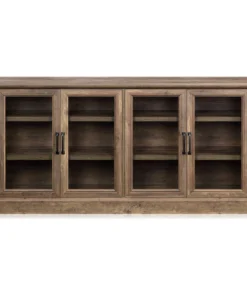 Belleze 70" Rustic Wood Sideboard Stand 4 Doors Buffet Cabinet, Rustic Oak