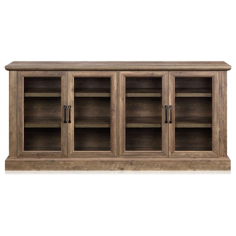 Belleze 70" Rustic Wood Sideboard Stand 4 Doors Buffet Cabinet, Rustic Oak 1 Belleze 70" Rustic Wood Sideboard Stand 4 Doors Buffet Cabinet, Rustic Oak