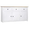 Vida XL International B.V. VidaXL Solid Wood Pine Sideboard White Panama Range Storage Cabinet Furniture