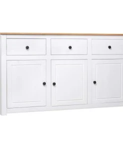 Vida XL International B.V. VidaXL Solid Wood Pine Sideboard White Panama Range Storage Cabinet Furniture