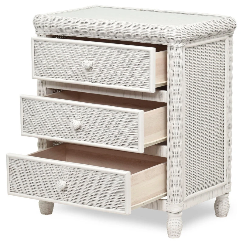 Sea Winds Trading Santa Cruz 3-Drawer Chest With Glass Top, White 4 Sea Winds Trading Santa Cruz 3-Drawer Chest With Glass Top, White - Image 4