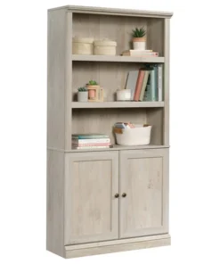 Sauder Misc Storage 3-Shelf 2-Door Tall Wood Bookcase In Chalked Chestnut -Palace-shop ea41e6890e67e872 2596 w800 h800 b1 p0