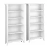 Bush Business Furniture Salinas Tall 5 Shelf Bookcase Set Of 2 In White/Shiplap Gray - Engineered Wood