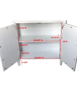 Pilaster Designs Belinda 2 Door Accent Display Cabinet With Storage Shelf, Faux Leather, White -Palace-shop ea6194710e28c8d9 2193 w800 h800 b1 p0