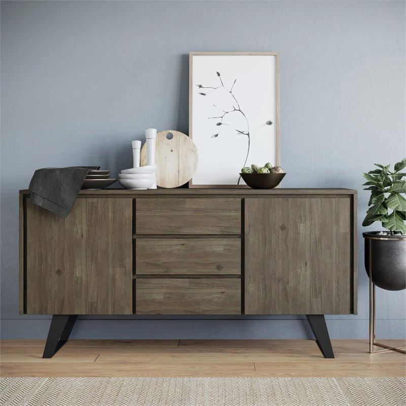Simpli Home Ltd. Simpli Home Lowry Solid Acacia Wood Sideboard Buffet In Gray 2 Simpli Home Ltd. Simpli Home Lowry Solid Acacia Wood Sideboard Buffet In Gray - Image 2