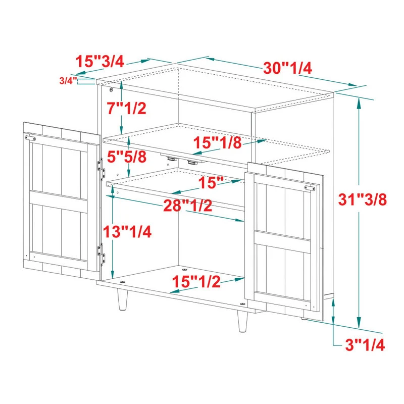Walker Edison Henry 30" Solid Wood Detailed Door Accent Cabinet, Caramel 7 Walker Edison Henry 30" Solid Wood Detailed Door Accent Cabinet, Caramel - Image 7